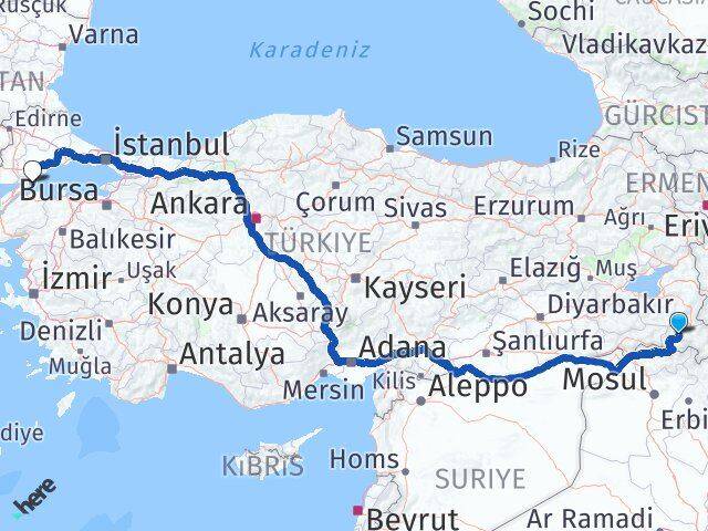 Hakkari Şarköy Tekirdağ Arası Kaç Km - Yol Haritası