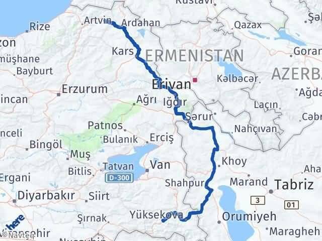 Hakkari Şavşat Artvin Arası Kaç Km - Yol Haritası