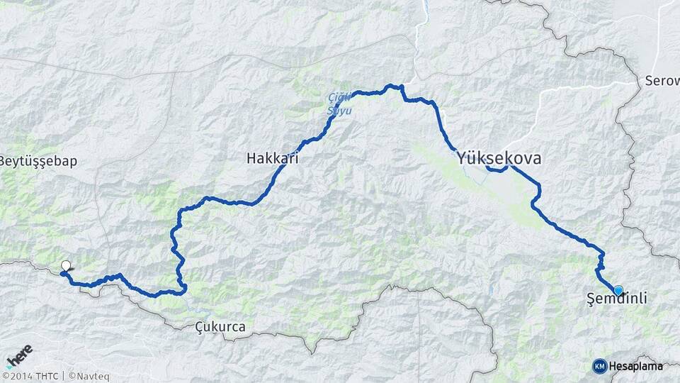 Hakkari Şemdinli Andaç Uludere Şırnak Arası Kaç Km - Yol Haritası