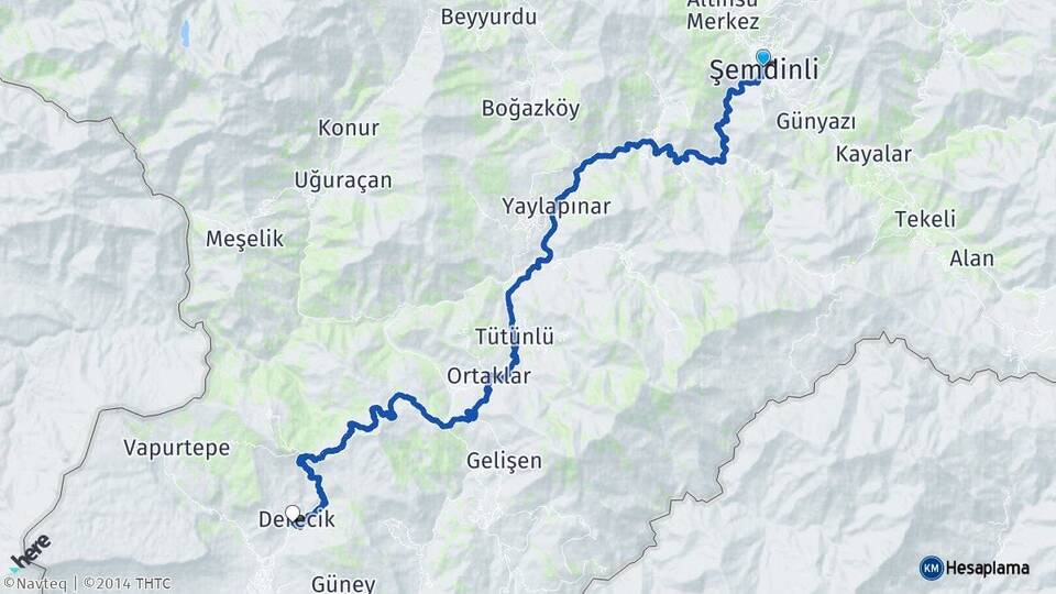 Hakkari Şemdinli Derecik Arası Kaç Km - Yol Haritası