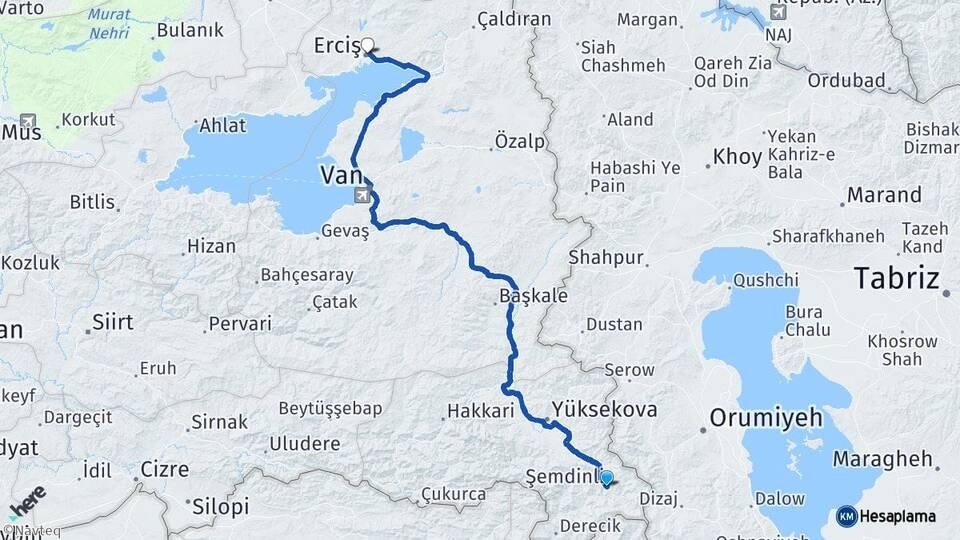 Hakkari Şemdinli Erciş Van Arası Kaç Km - Yol Haritası