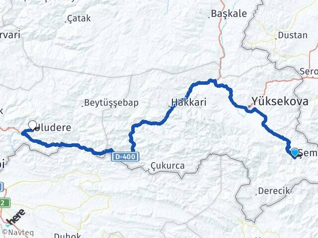 Hakkari Şemdinli Uludere Şırnak Arası Kaç Km - Yol Haritası