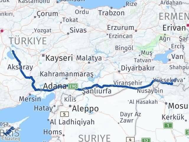 Hakkari Şereflikoçhisar Ankara Arası Kaç Km - Yol Haritası