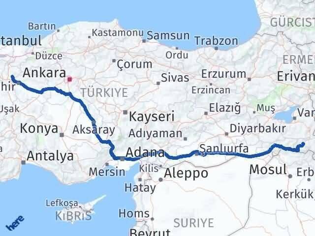 Hakkari Söğüt Bilecik Arası Kaç Km - Yol Haritası
