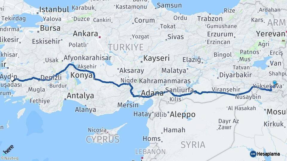Hakkari Söke Aydın Arası Kaç Km - Yol Haritası