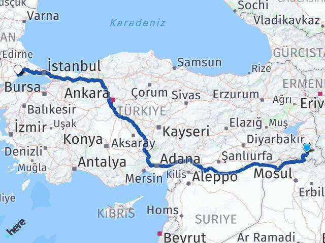 Hakkari Süleymanpaşa Tekirdağ Arası Kaç Km - Yol Haritası