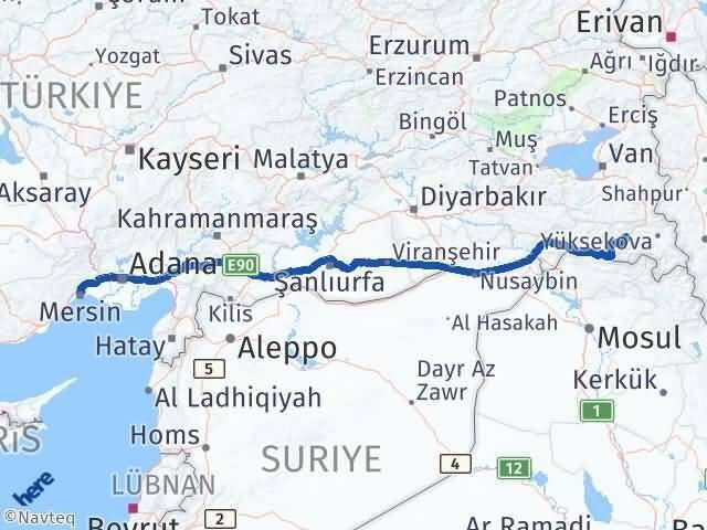 Hakkari Toroslar Mersin Arası Kaç Km - Yol Haritası