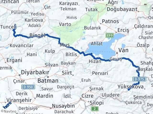 Hakkari Yayladere Bingöl Arası Kaç Km - Yol Haritası