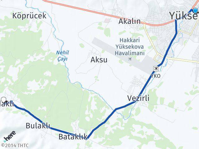 Hakkari Yüksekova Adaklı Yüksekova Arası Kaç Km - Yol Haritası