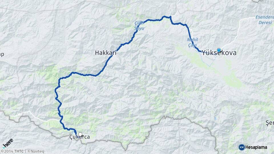 Hakkari Yüksekova Çukurca Arası Kaç Km - Yol Haritası