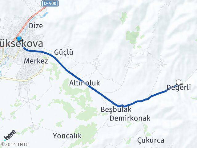 Hakkari Yüksekova Değerli Yüksekova Arası Kaç Km - Yol Haritası