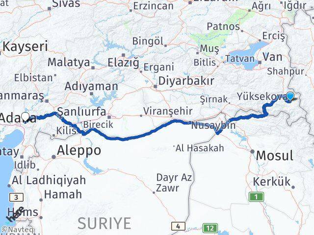 Hakkari Yüksekova Osmaniye Arası Kaç Km - Yol Haritası