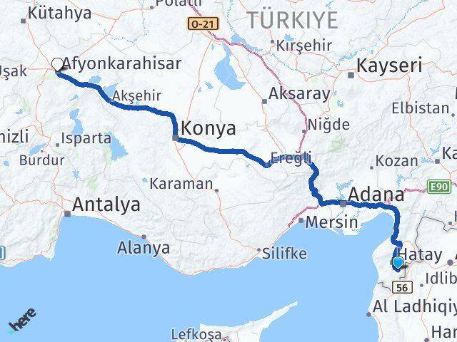 Hatay Altınözü Afyonkarahisar Arası Kaç Km - Yol Haritası