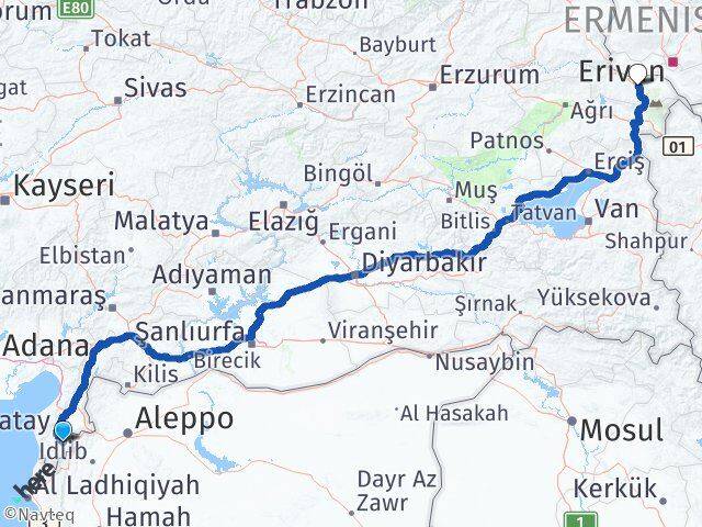 Hatay Altınözü Iğdır Arası Kaç Km - Yol Haritası
