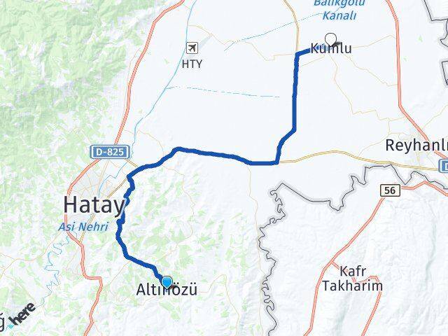 Hatay Altınözü Kumlu Arası Kaç Km - Yol Haritası