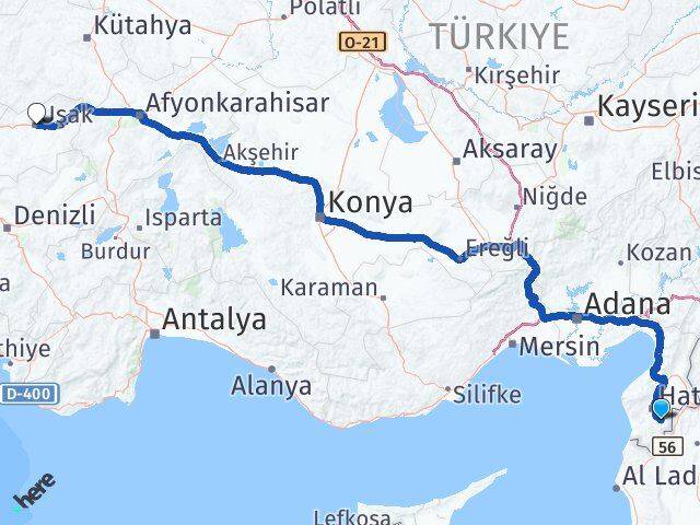 Hatay Altınözü Uşak Arası Kaç Km - Yol Haritası