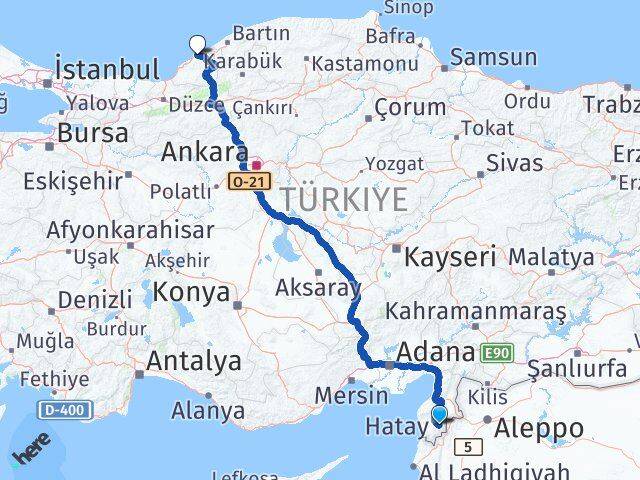 Hatay Altınözü Zonguldak Arası Kaç Km - Yol Haritası