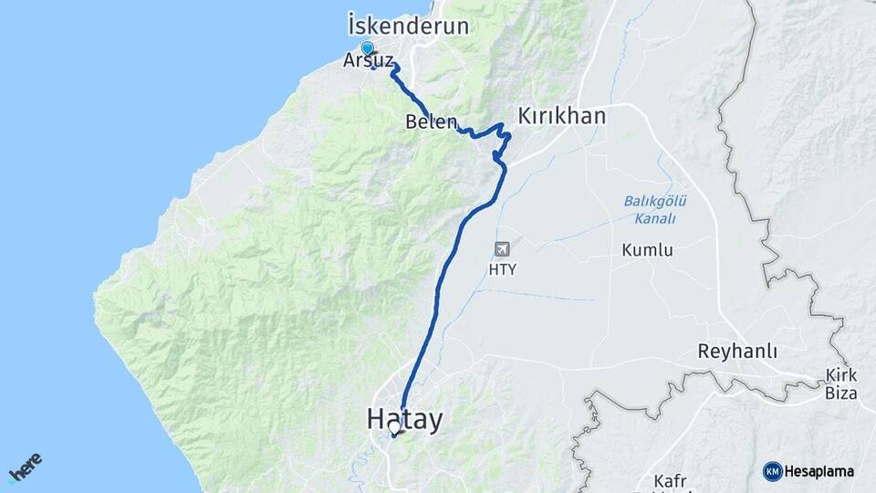 Hatay Arsuz Defne Arası Kaç Km - Yol Haritası