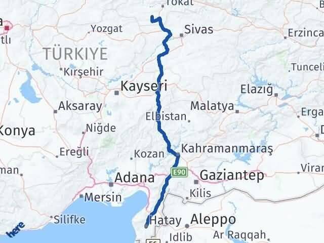 Hatay Artova Tokat Arası Kaç Km - Yol Haritası