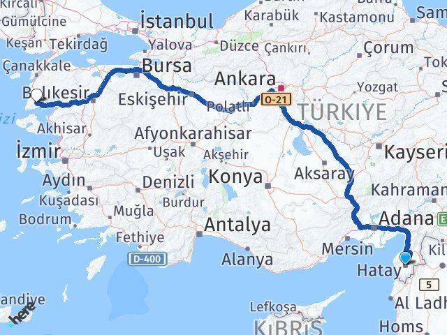 Hatay Ayvacık Çanakkale Arası Kaç Km - Yol Haritası