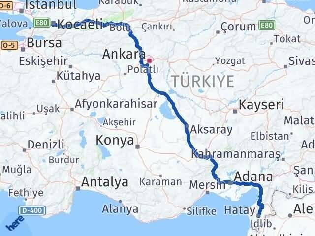 Hatay Başiskele Kocaeli Arası Kaç Km - Yol Haritası