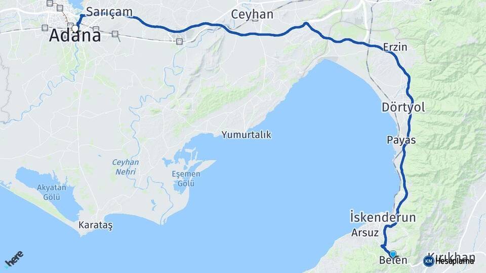Hatay Belen Adana Arası Kaç Km - Yol Haritası