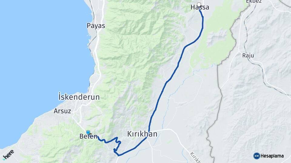 Hatay Belen Hassa Arası Kaç Km - Yol Haritası