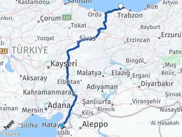 Hatay Beşikdüzü Trabzon Arası Kaç Km - Yol Haritası