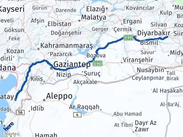 Hatay Beşiri Batman Arası Kaç Km - Yol Haritası