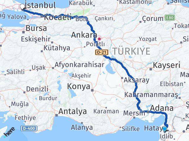 Hatay Beyoğlu İstanbul Arası Kaç Km - Yol Haritası