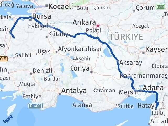 Hatay Bigadiç Balıkesir Arası Kaç Km - Yol Haritası