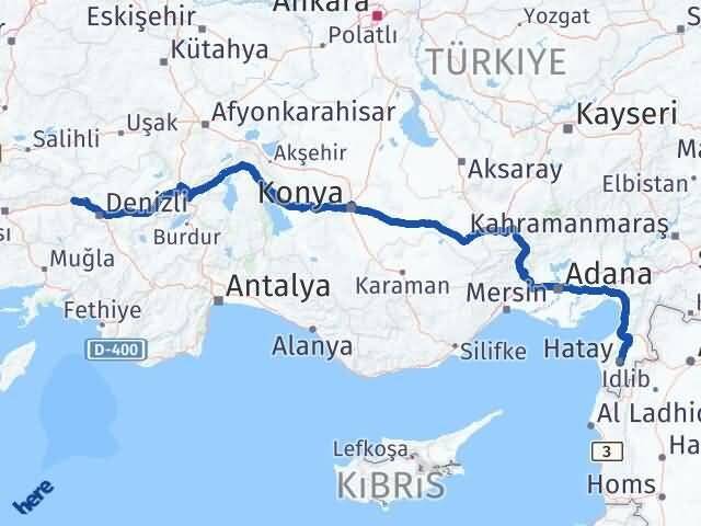 Hatay Buharkent Aydın Arası Kaç Km - Yol Haritası