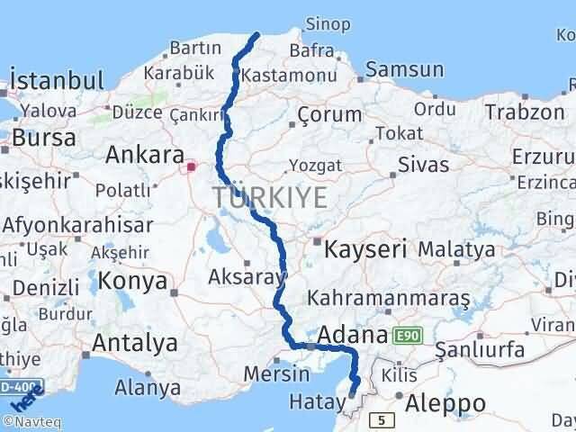 Hatay Çatalzeytin Kastamonu Arası Kaç Km - Yol Haritası