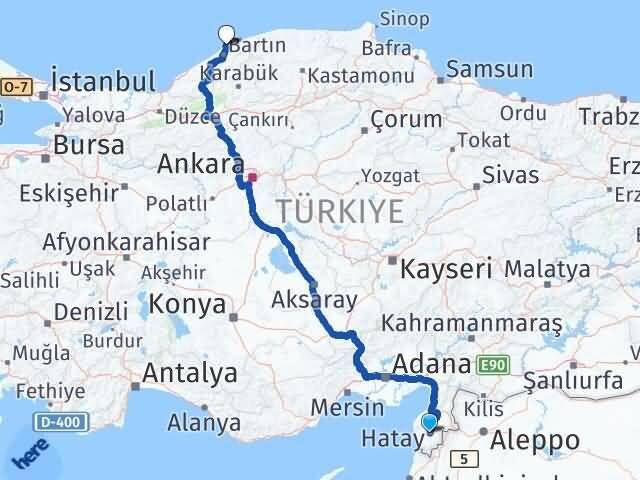 Hatay Defne Amasra Bartın Arası Kaç Km - Yol Haritası
