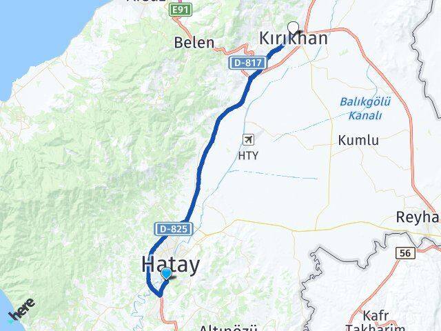 Hatay Defne Kırıkhan Arası Kaç Km - Yol Haritası