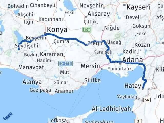 Hatay Derebucak Konya Arası Kaç Km - Yol Haritası