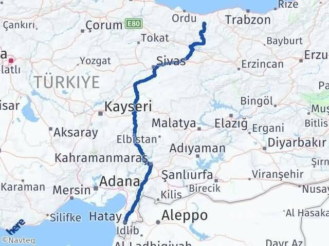 Hatay Dereli Giresun Arası Kaç Km - Yol Haritası