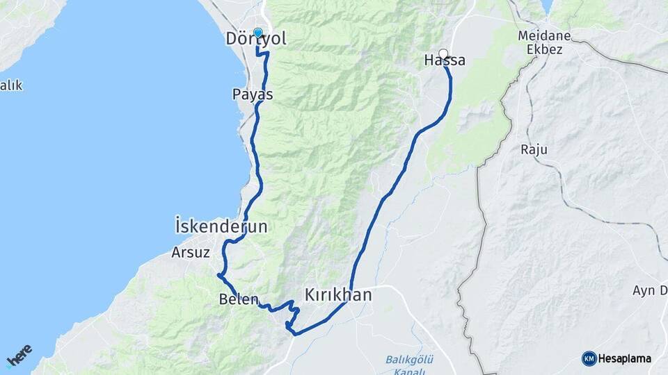 Hatay Dörtyol Hassa Arası Kaç Km - Yol Haritası