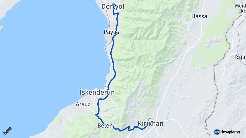 Hatay Dörtyol Kırıkhan Arası Kaç Km - Yol Haritası