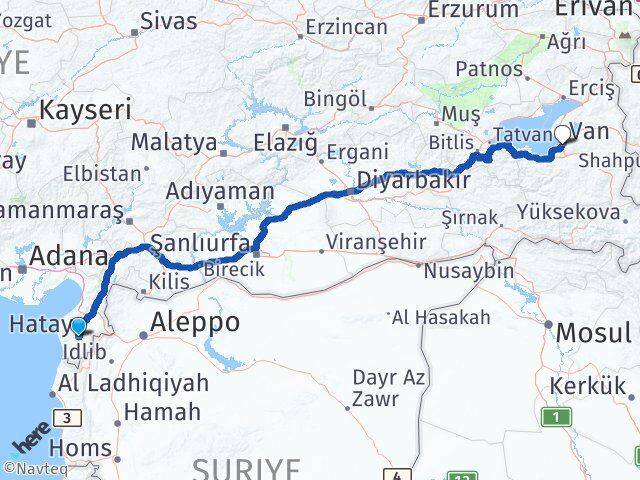 Hatay Edremit Van Arası Kaç Km - Yol Haritası