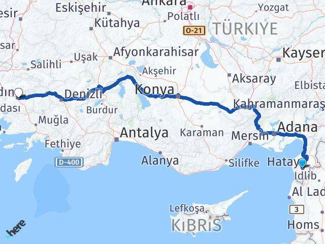 Hatay Efeler Aydın Arası Kaç Km - Yol Haritası