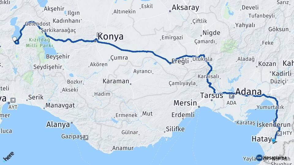 Hatay Eğirdir Isparta Arası Kaç Km - Yol Haritası