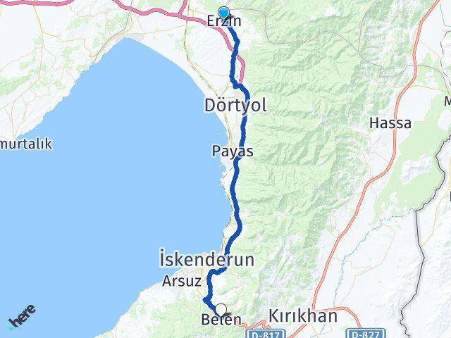 Hatay Erzin Belen Arası Kaç Km - Yol Haritası