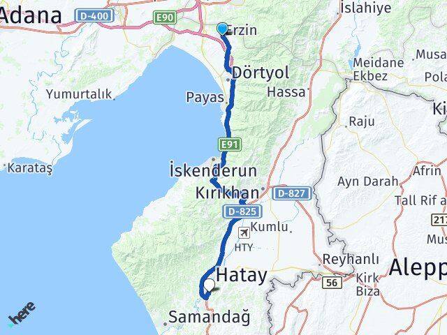 Hatay Erzin Defne Arası Kaç Km - Yol Haritası