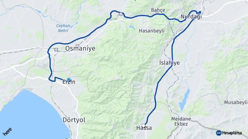 Hatay Erzin Hassa Arası Kaç Km - Yol Haritası