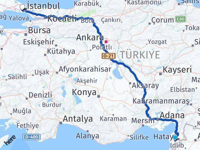 Hatay Esenler İstanbul Arası Kaç Km - Yol Haritası