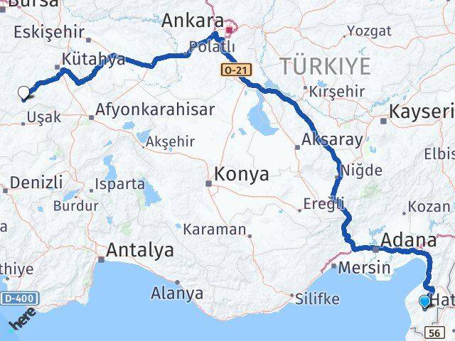 Hatay Gediz Kütahya Arası Kaç Km - Yol Haritası