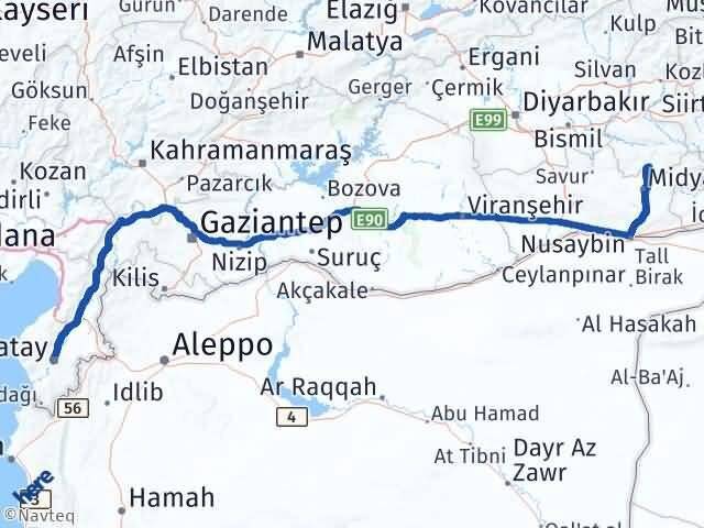 Hatay Gercüş Batman Arası Kaç Km - Yol Haritası