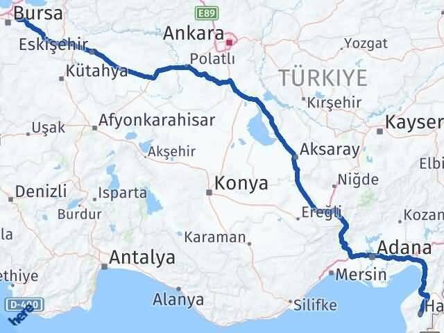 Hatay Gürsu Bursa Arası Kaç Km - Yol Haritası