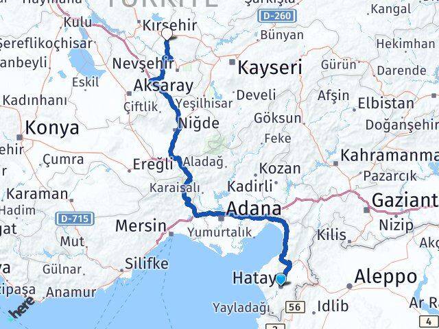 Hatay Hacıbektaş Nevşehir Arası Kaç Km - Yol Haritası